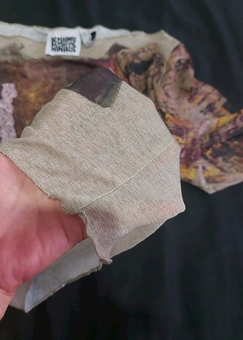 38 Beden İNCE ESNEKBaskılı Kahverengi Uzun Kollu Bluz