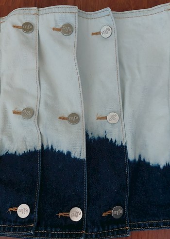 Diğer Düğmeli Straplez Mini Denim Ceket