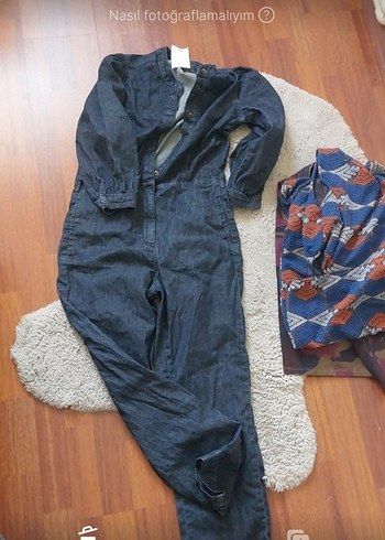 Kadın Denim Uzun Kollu Tulum