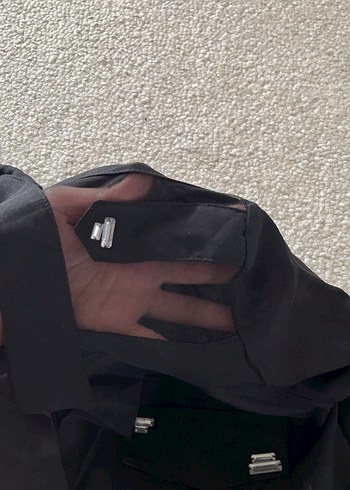 xl Beden Siyah Uzun Kollu Düğmeli Kadın Gömlek
