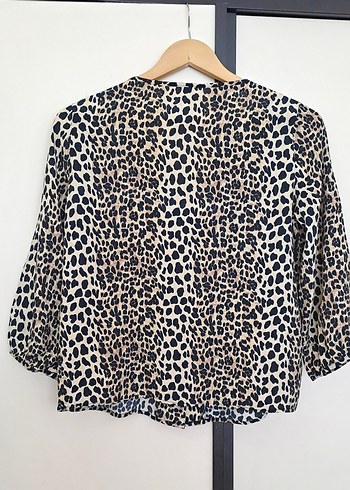 xs Beden Mango Leopar Desenli Kadın Bluz