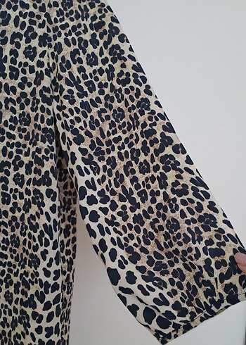 xs Beden kahverengi Renk Mango Leopar Desenli Kadın Bluz