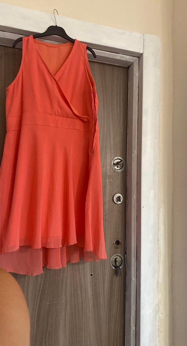 Pembe V Yaka Uzun abiye Elbisesi - Görsel 2