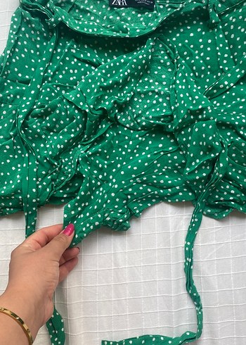 Zara Yeşil Puantiyeli Volanlı zara şort etek