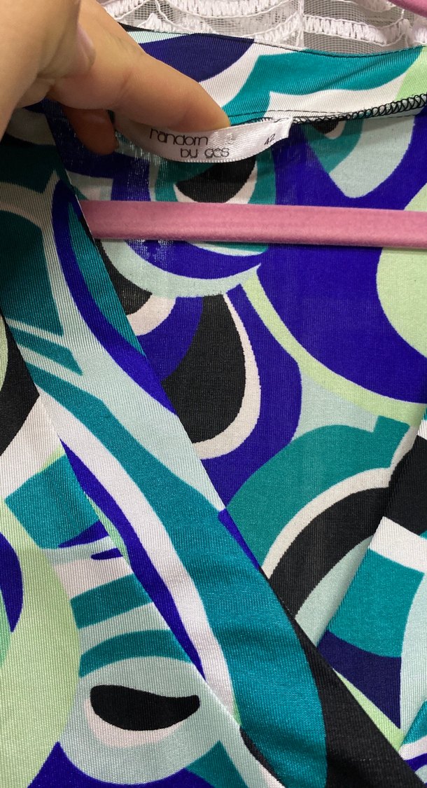 Drapeli Uzun Kollu Çok Renkli Anne elbiseözel günde giyilir - Görsel 2