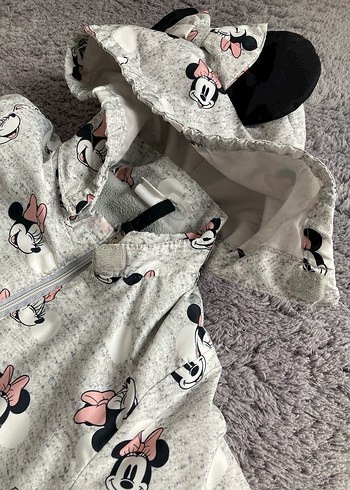 Kız Çocuk Gri Minnie Kapüşonlu Yağmurluk - Görsel 4