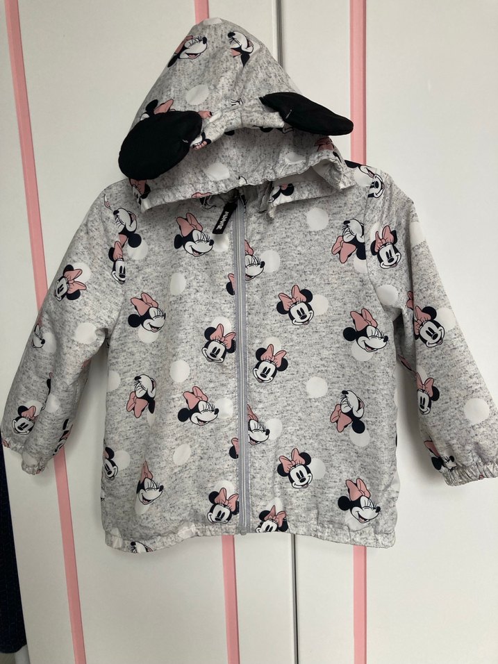 Kız Çocuk Gri Minnie Kapüşonlu Yağmurluk - Görsel 5