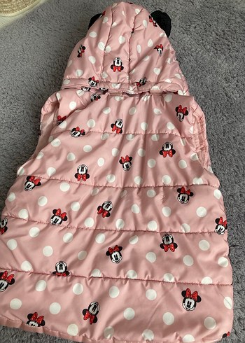Kız Çocuk Pembe Minnie Baskılı Fermuarlı Yelek - Görsel 8