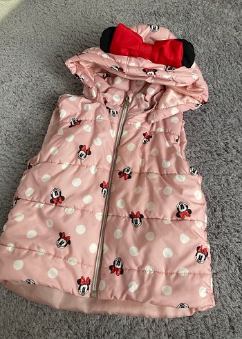 Kız Çocuk Pembe Minnie Baskılı Fermuarlı Yelek - Görsel 6