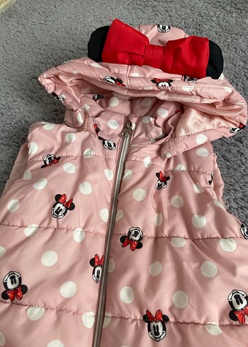 Kız Çocuk Pembe Minnie Baskılı Fermuarlı Yelek - Görsel 5