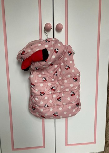 Kız Çocuk Pembe Minnie Baskılı Fermuarlı Yelek - Görsel 3
