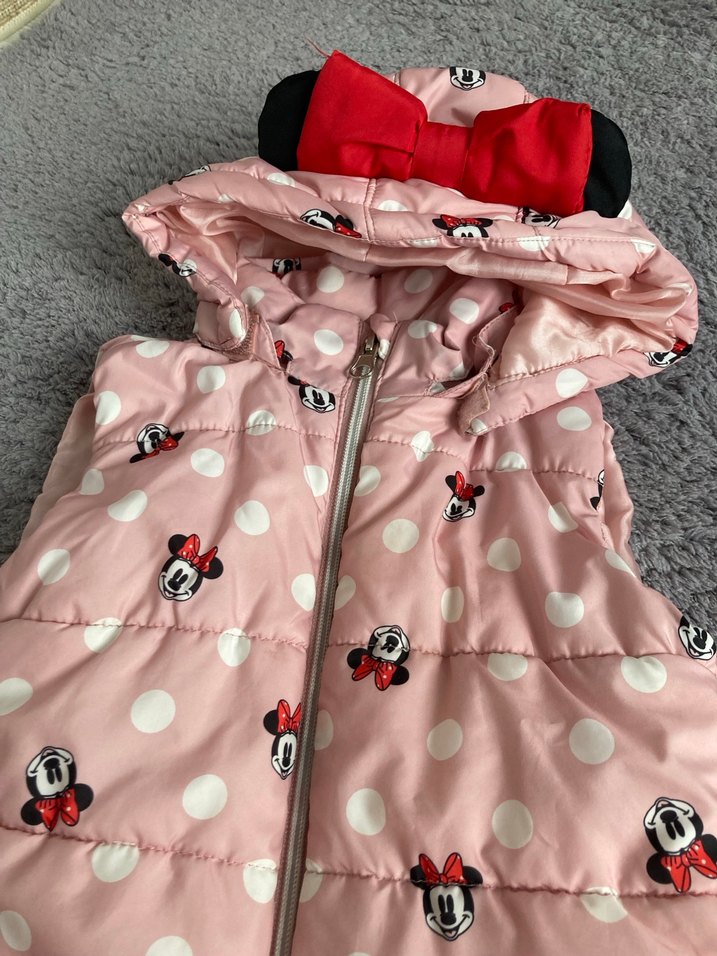 Kız Çocuk Pembe Minnie Baskılı Fermuarlı Yelek - Görsel 5