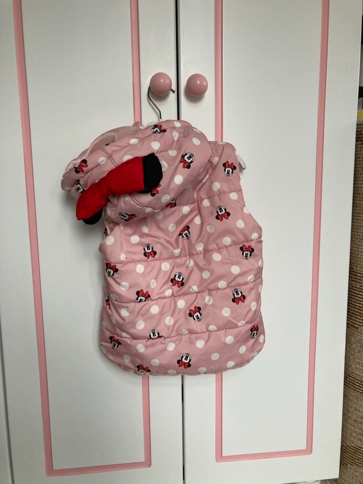Kız Çocuk Pembe Minnie Baskılı Fermuarlı Yelek - Görsel 3