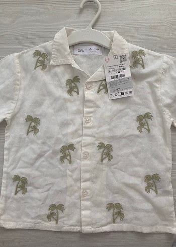 Beyaz Pamuklu Erkek Çocuk Bohem Kısa Kollu Gömlek - Görsel 6