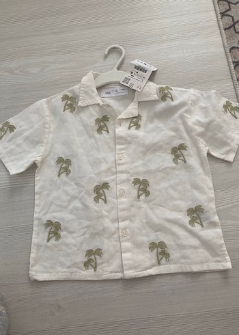 Beyaz Pamuklu Erkek Çocuk Bohem Kısa Kollu Gömlek - Görsel 3