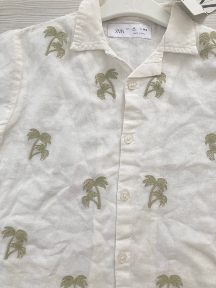 Beyaz Pamuklu Erkek Çocuk Bohem Kısa Kollu Gömlek - Görsel 5