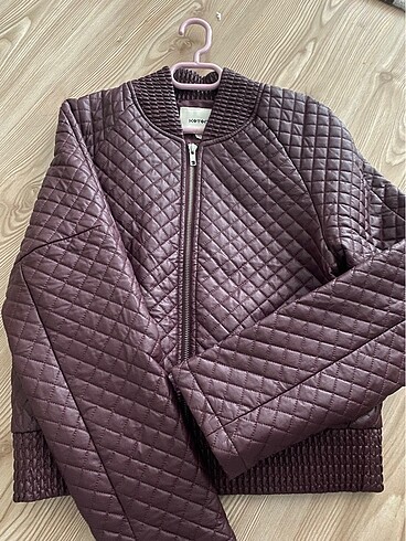 Bordo bomber deri ceket