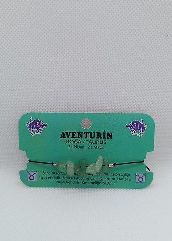 Aventurin Taşı Boğa Burcu Bileklik