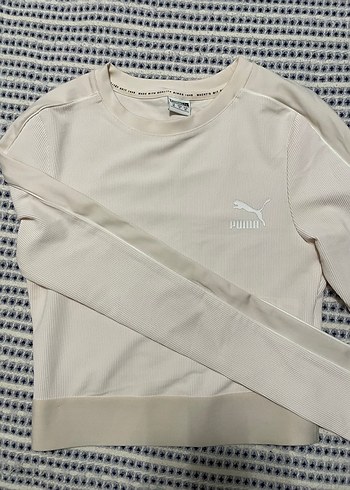 Beyaz Puma Pamuklu Yuvarlak Yaka Sweatshirt - Görsel 2