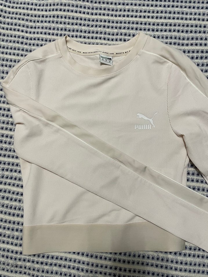 Beyaz Puma Pamuklu Yuvarlak Yaka Sweatshirt - Görsel 2