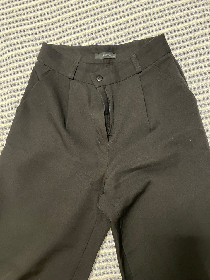 Siyah Midi Kumaş Kadın Pantolon - Görsel 2