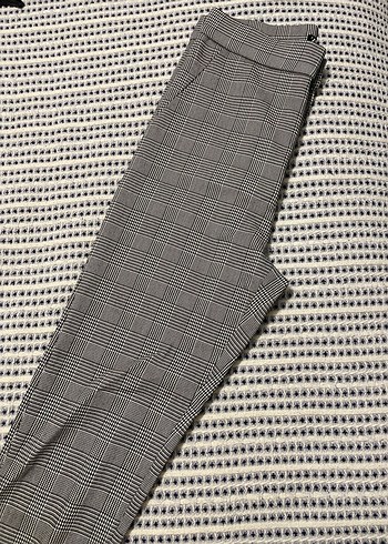 Gri Kareli Pilili Kadın Kumaş Pantolon - Görsel 2