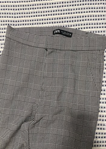 Gri Kareli Pilili Kadın Kumaş Pantolon - Görsel 3