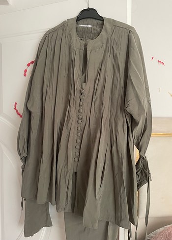 Nervürlü haki yeşil takım - Görsel 4