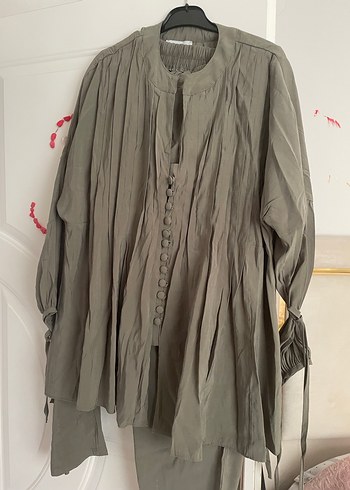 Nervürlü haki yeşil takım - Görsel 3