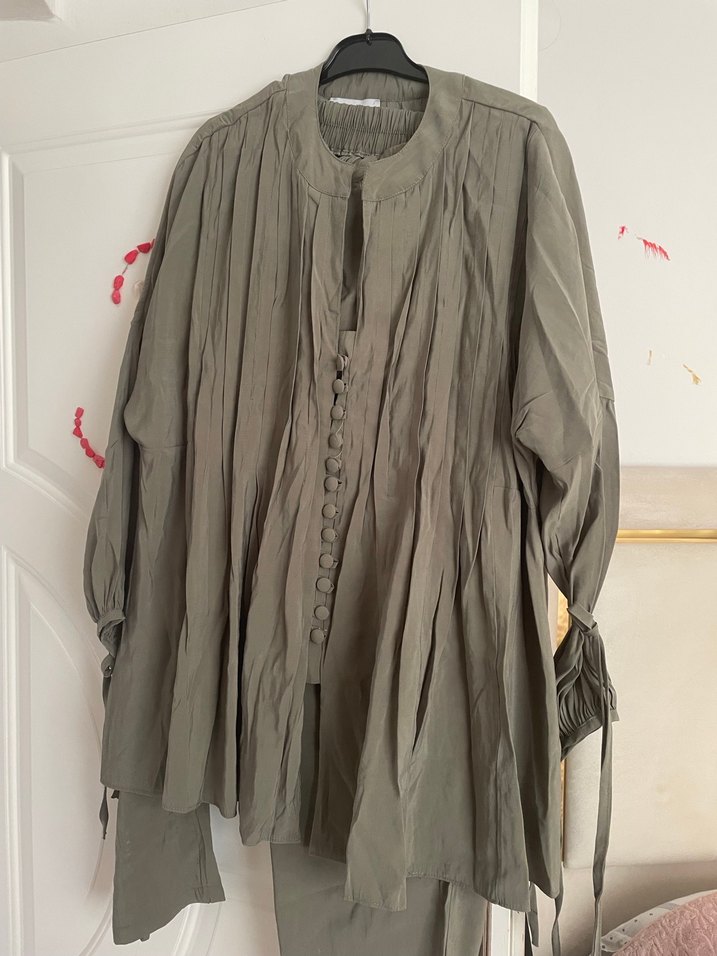 Nervürlü haki yeşil takım - Görsel 4