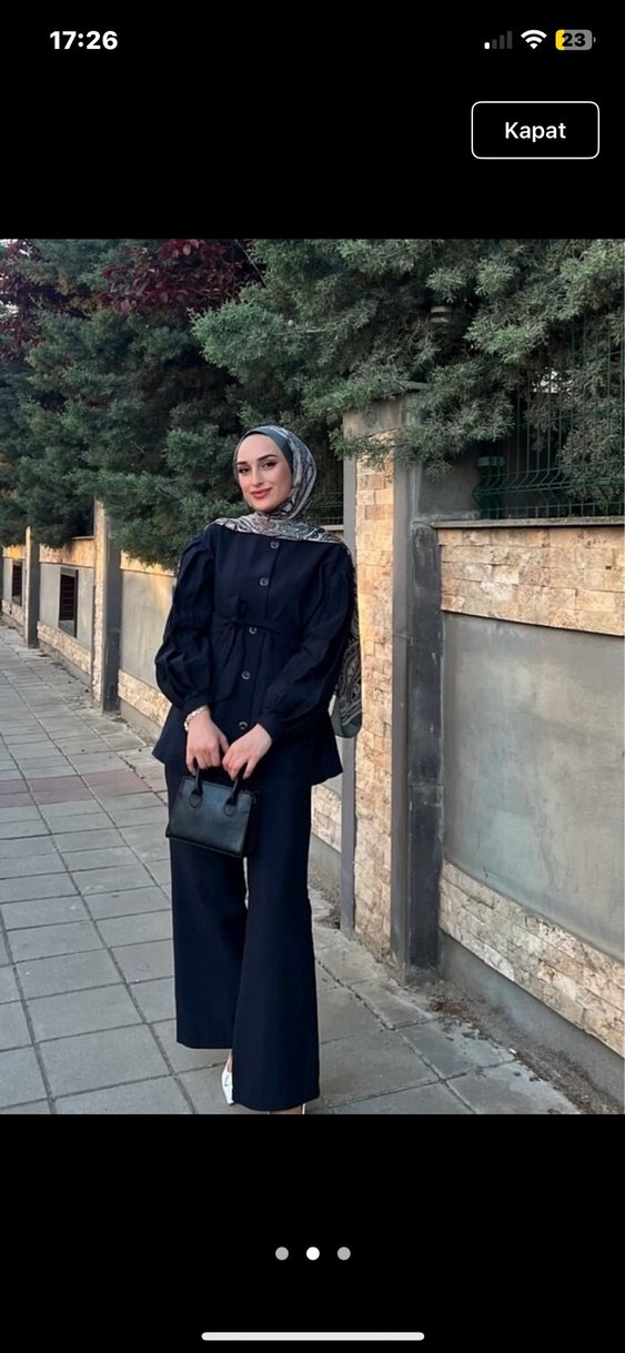 Kadın Kemerli Uzun Kumaş Takım - Görsel 2