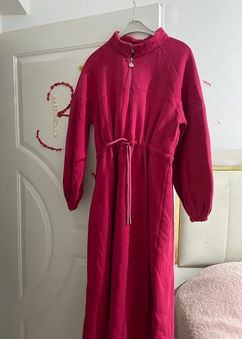 Fuşya sweat Uzun Kollu Rahat Kesim Kadın Elbise - Görsel 2