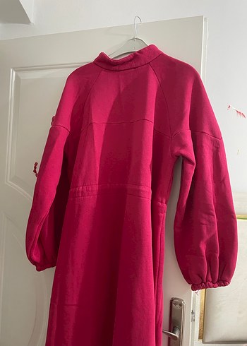 Fuşya sweat Uzun Kollu Rahat Kesim Kadın Elbise - Görsel 4