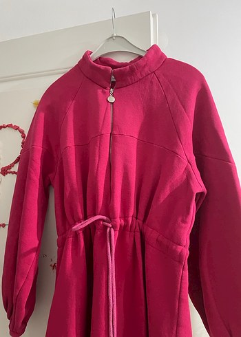 Fuşya sweat Uzun Kollu Rahat Kesim Kadın Elbise - Görsel 3