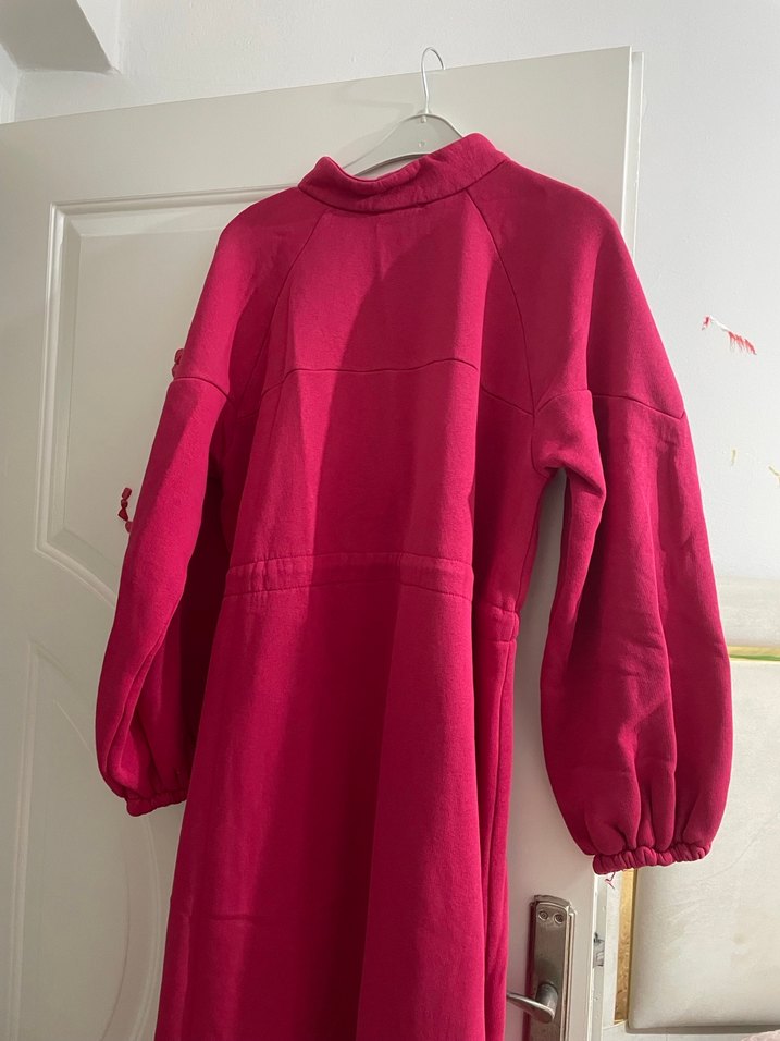 Fuşya sweat Uzun Kollu Rahat Kesim Kadın Elbise - Görsel 4