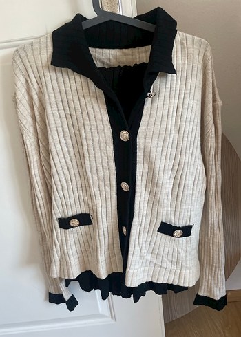 Bej Siyah Piliseli Triko Kadın Elbise - Görsel 2