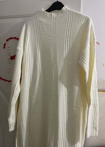 Bohem Uzun Kollu Beyaz Triko Elbise - Görsel 2