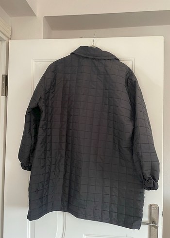 Düğmeli Siyah Kadın Midi kapıtone Ceket - Görsel 3