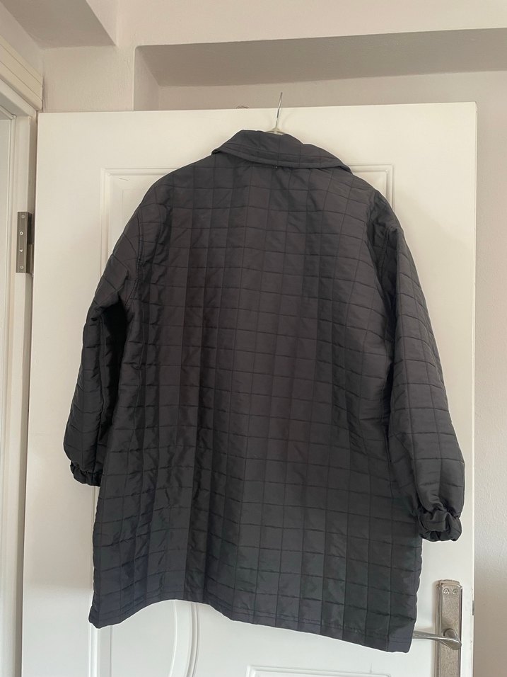 Düğmeli Siyah Kadın Midi kapıtone Ceket - Görsel 3