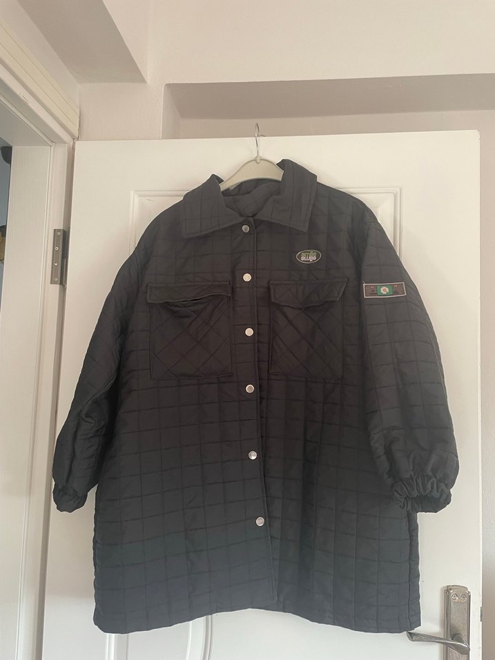 Düğmeli Siyah Kadın Midi kapıtone Ceket - Görsel 2