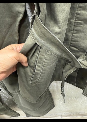 Kadın Kemerli Uzun Kollu Haki Takım - Görsel 5