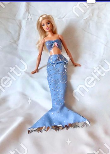 Beden Renk Deniz Kızı Barbie bebek elbise