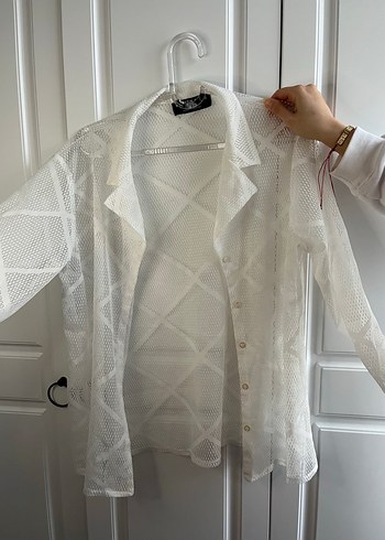 Dantel Detaylı Beyaz Vintage Gömlek - Görsel 5