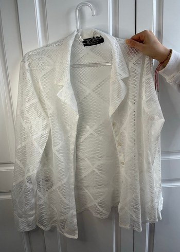 Dantel Detaylı Beyaz Vintage Gömlek - Görsel 3