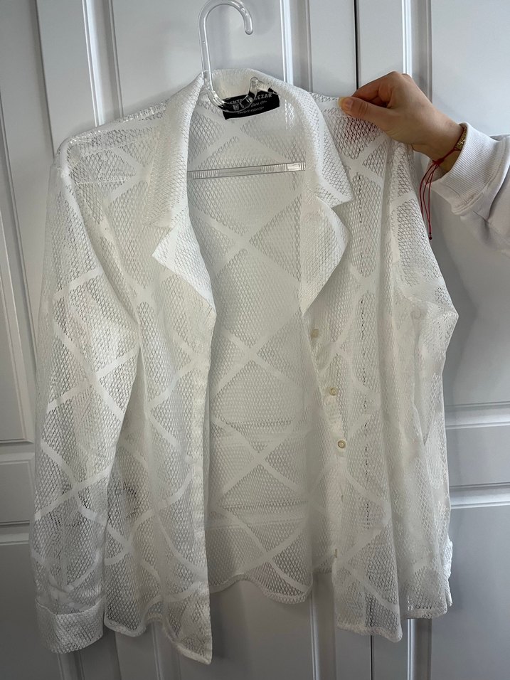 Dantel Detaylı Beyaz Vintage Gömlek - Görsel 4