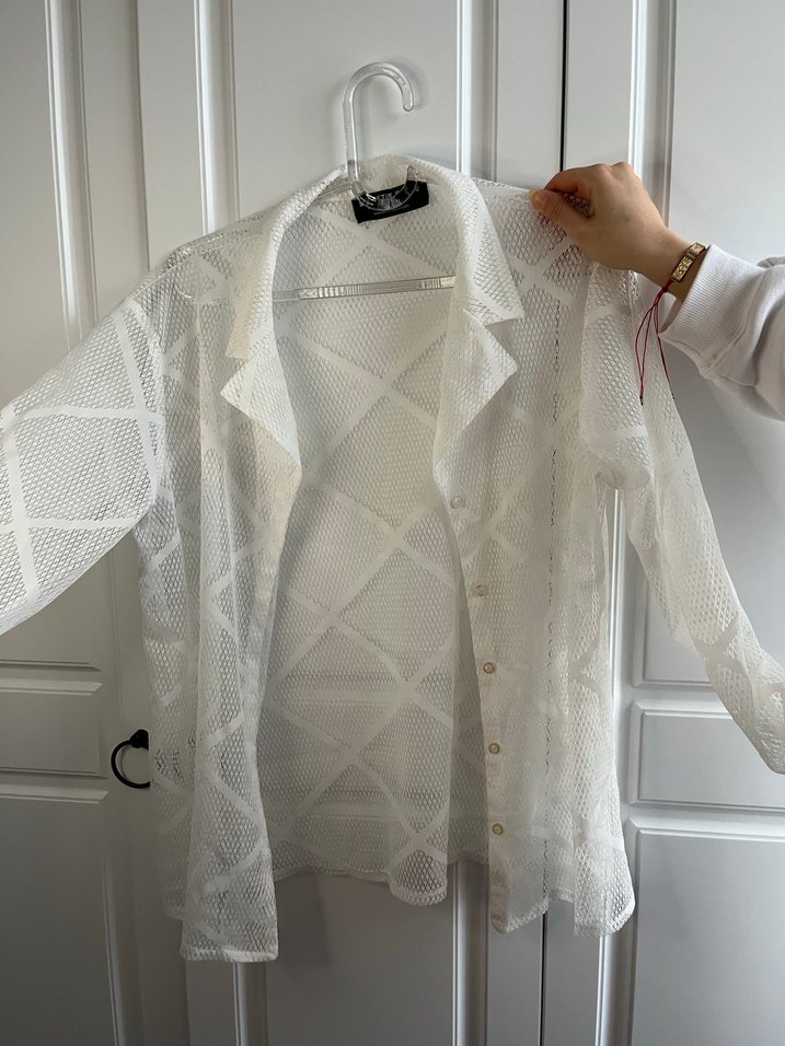 Dantel Detaylı Beyaz Vintage Gömlek - Görsel 5