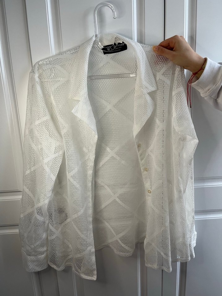 Dantel Detaylı Beyaz Vintage Gömlek - Görsel 3