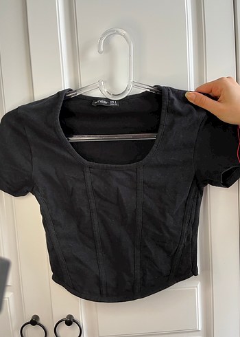 Siyah crop korse tişört s beden - Görsel 2