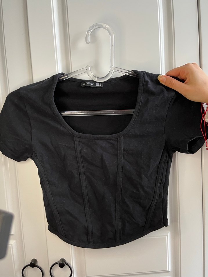 Siyah crop korse tişört s beden - Görsel 2