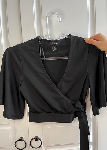 Siyah V Yaka Yandan Kuşaklı Kadın Bluz - Görsel 2